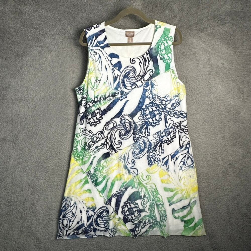 Chico's Size 2 Large Multicolor Sleeveless A-Line Dress Lined Beach Vacation EUC